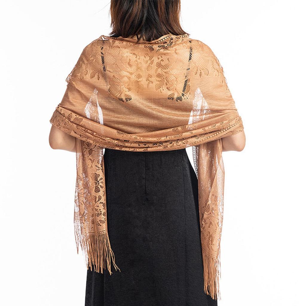 Women's Lace Hollow Shawl Evening Dress Cheongsam Shawl Party Dinner Scarf
