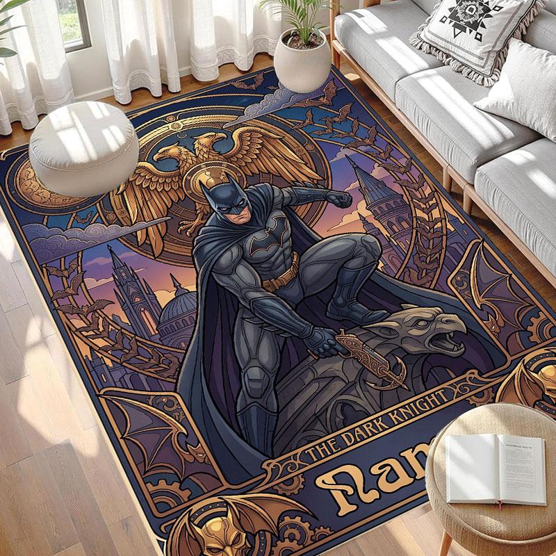 Custom Name Personalized Batman Print Carpet, Versatile Home Decor Rug, for Playroom, Apartment, Balcony, Entryway, Hallway Gift