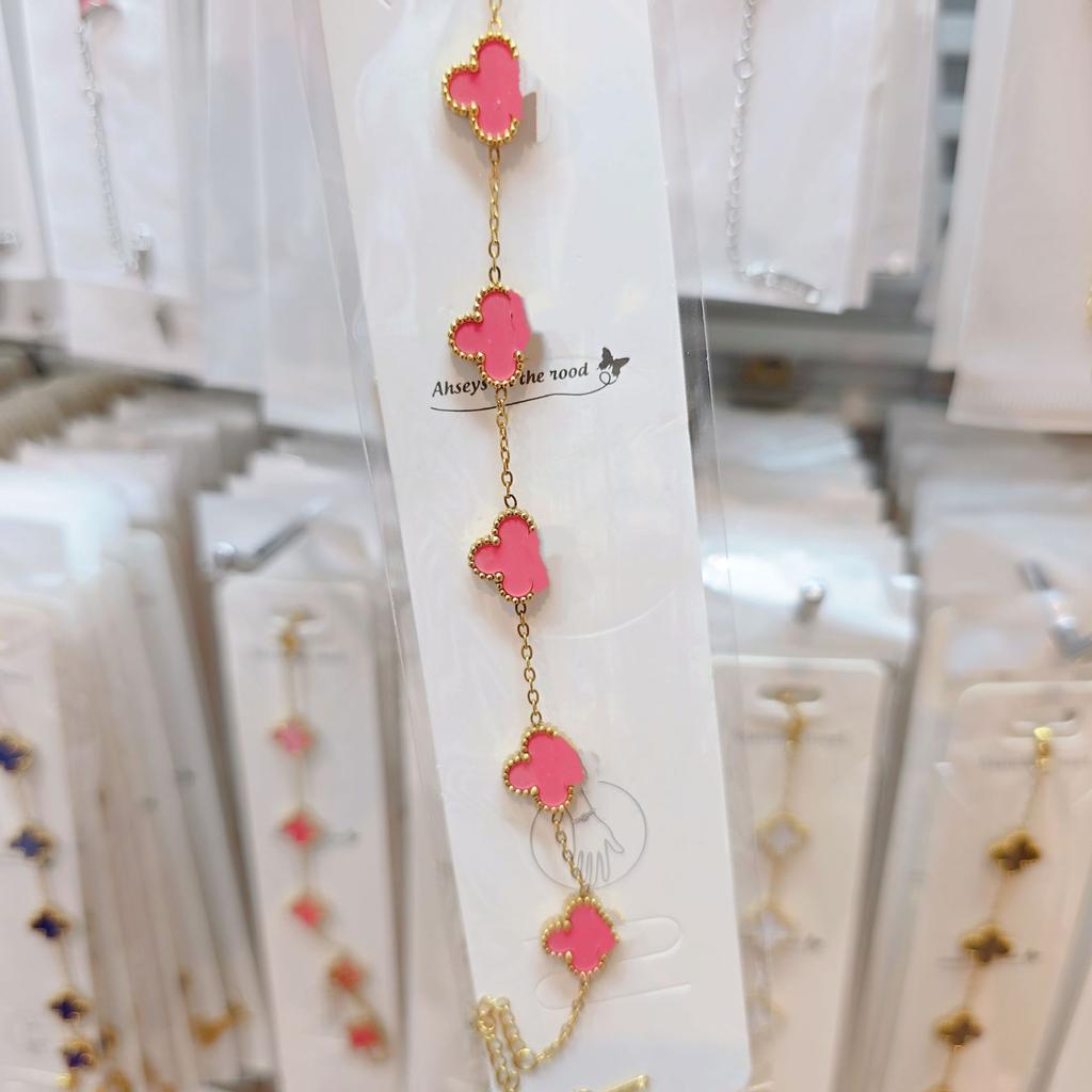 Двусторонний браслет «Пятицветник», «Четырехлистный клевер», титановая сталь, не выцветает, легкая роскошь, ювелирное изделие высокого класса