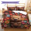 Embroidered animals Pattern Bedding Quilt Set Quilt Cover Pillowcase Home Decoration Birthday Gift (1 * duvet cover + 2 * pillowcase, without core)