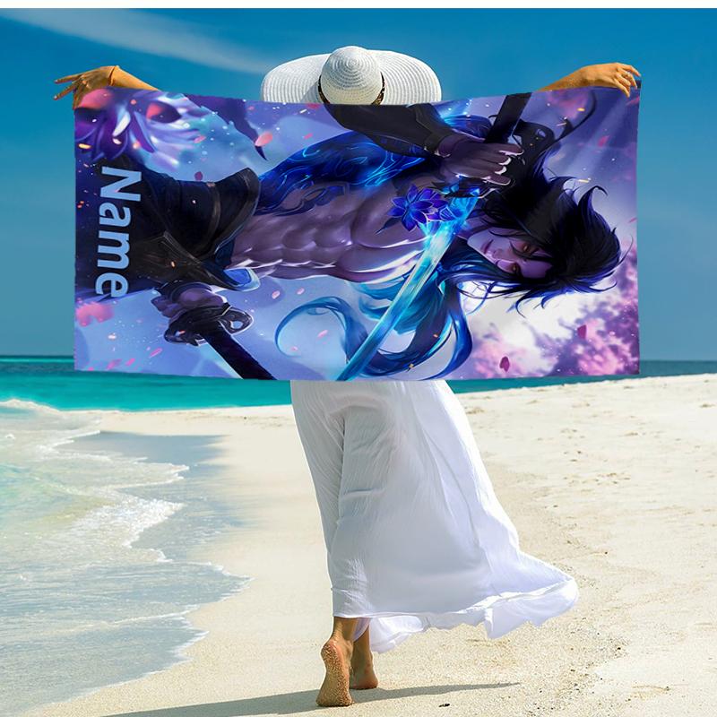 Custom Name Ultra-Soft Beach Towel with League of Legends Theme,Ideal for Pool - Camping, Diving - Perfect Travel Essential, Vibrant Beach Towel.