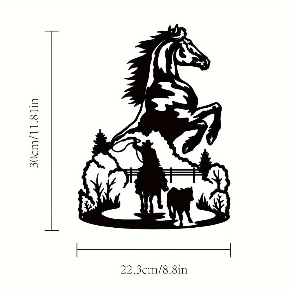 Металлическая настенная живопись «Лошадь и ковбой» в деревенском стиле с ковбойским знаком для декора комнаты, идеально подходит для фермерского дома и дома, стильное украшение на тему лошадей