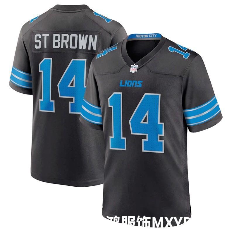 NFL Detroit Lions 14 ST Brown 97 Hutchinson Embroidered Jersey Sports Fan Game