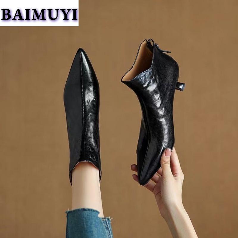 Сексуальные женские ботильоны с острым носком на шпильках, кожаные ботинки, зима 2025 года, новые зимние ботинки «Челси», гладиаторские ботинки в стиле ретро, женские ботинки