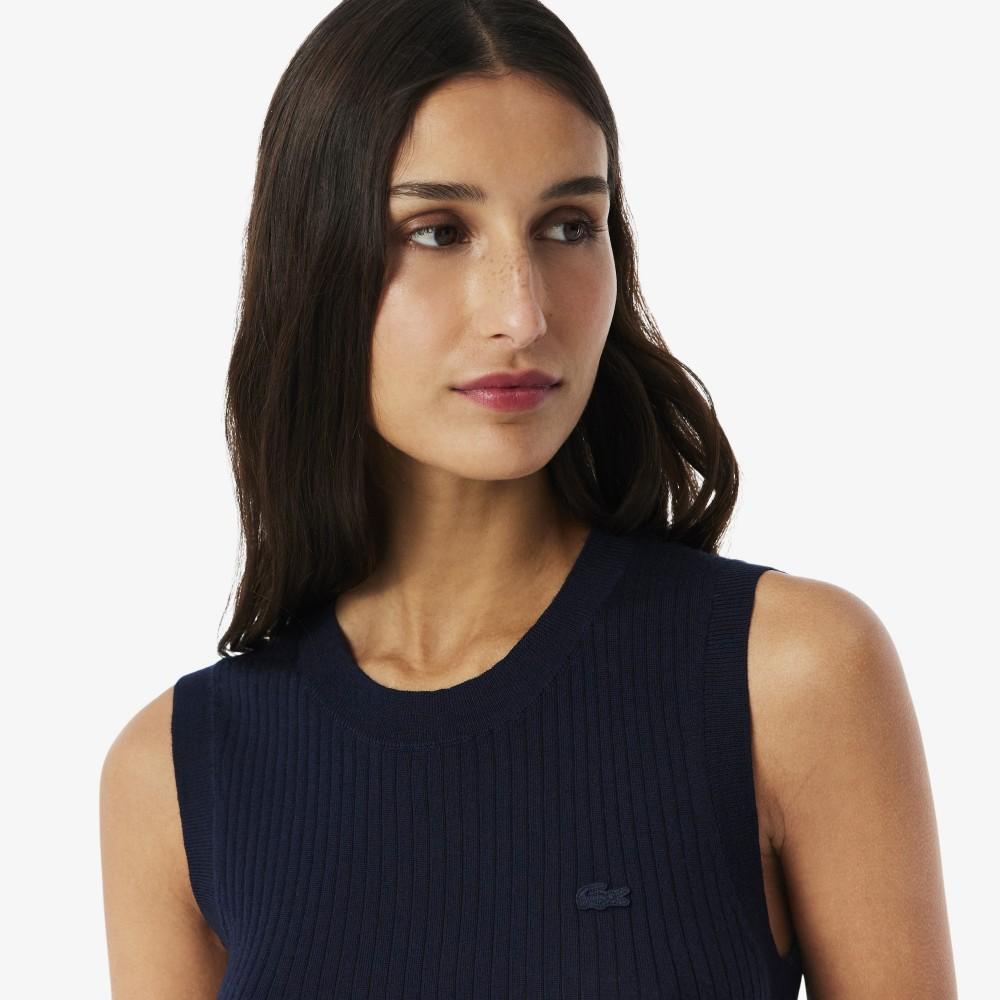 [lacoste] Women's Fine Merino Wool Sleeveless Sweater AF9988-56G166