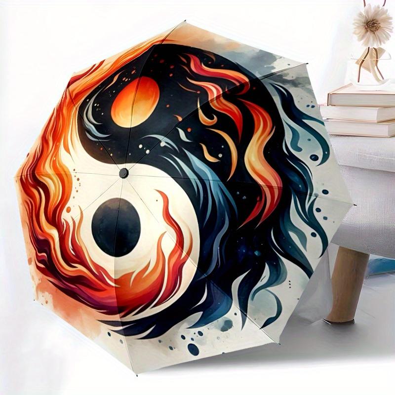 1pc Yin Yang Symbol Automatic Opening/closing umbrella, Reinforced 8-Rib Construction, Compact Travel Umbrella yy250808182