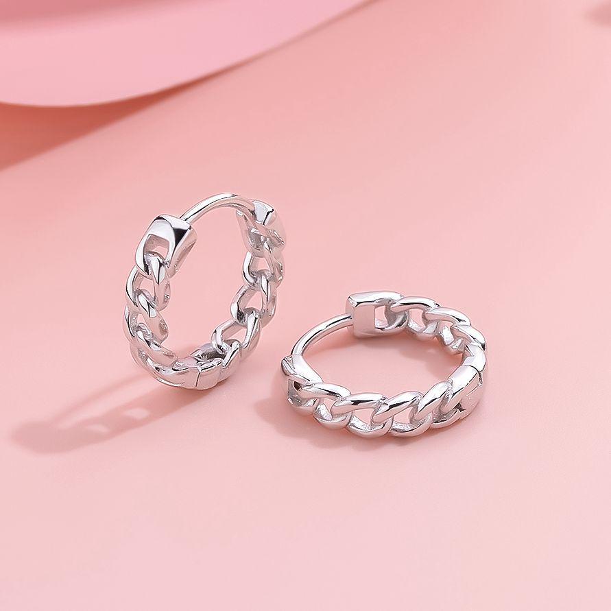 Серьги-цепочки из стерлингового серебра 925 пробы, изысканные пряжки для ушей в виде крученых сережек, простые украшения Ins Hollow Circle