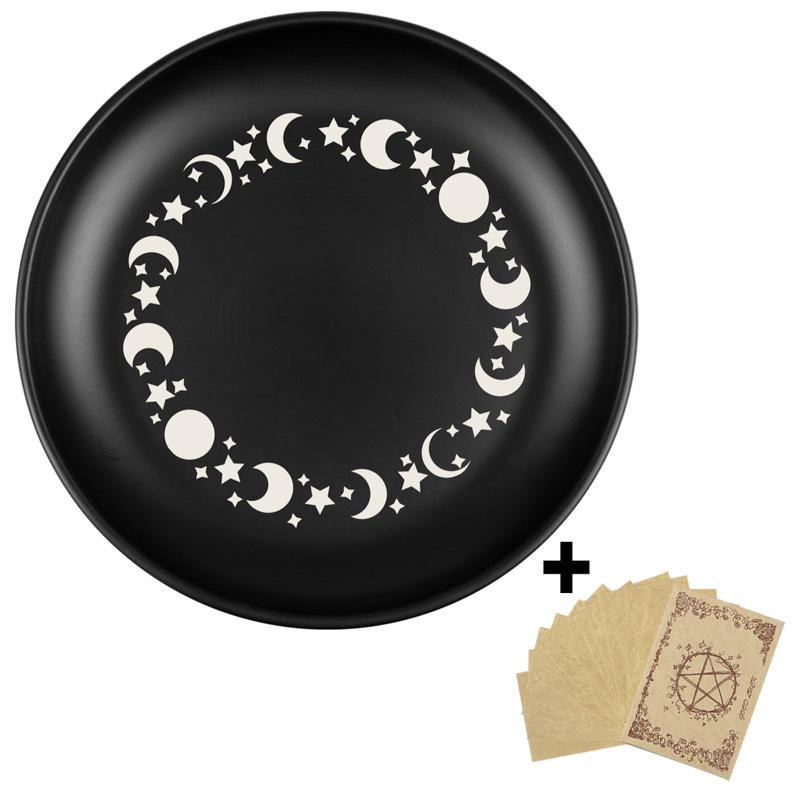 5.5inch Decorative Jewelry Dish Moonphase Decorative Tray Multiple Use Storage Plate for Crystal Sage Ritual Incense Holder Tray