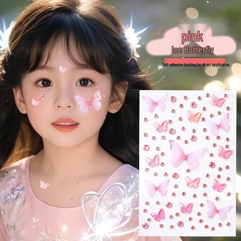 Наклейки для лица «Бабочка и бриллиант» для детского сценического макияжа