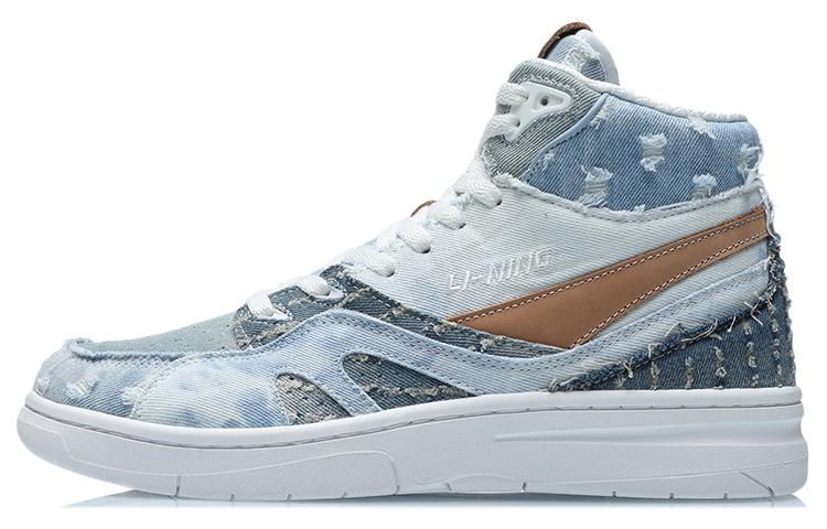 Li Ning Винтажные Баскетбольные Кроссовки Мужские Высокие Синие AGBR033-3