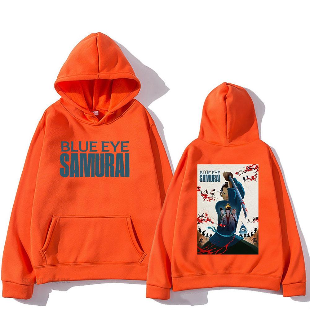 Толстовки с капюшоном Blue Eye Samurai Sudaderas Hombre Winter Comfortable Pocket Sweatshirts Fleece Warm Men Clothing Anime Cartoon Hoody
