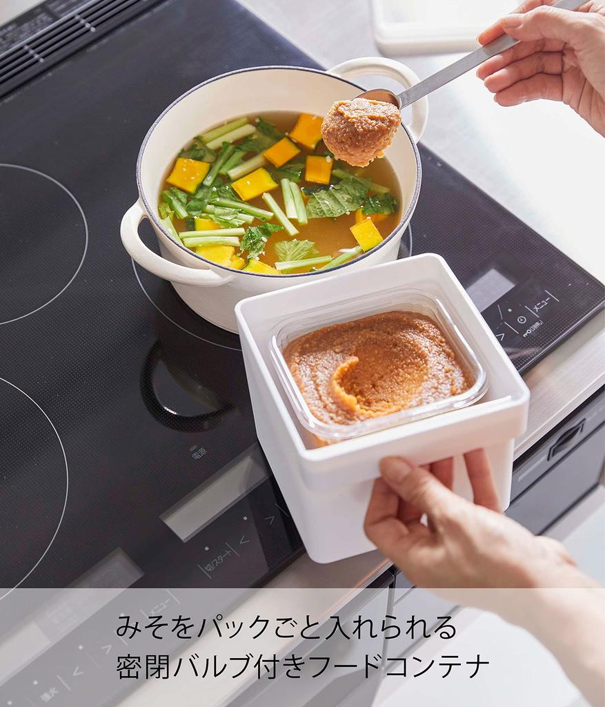 Упаковка для хранения мисо Yamazaki Jitsugyo с герметичной башней для пищевых продуктов xx с пузырьками 7737 (Ямадзаки) ручка, контейнер, белый, прибл.. Ш13,6 Г15,1 В11см,