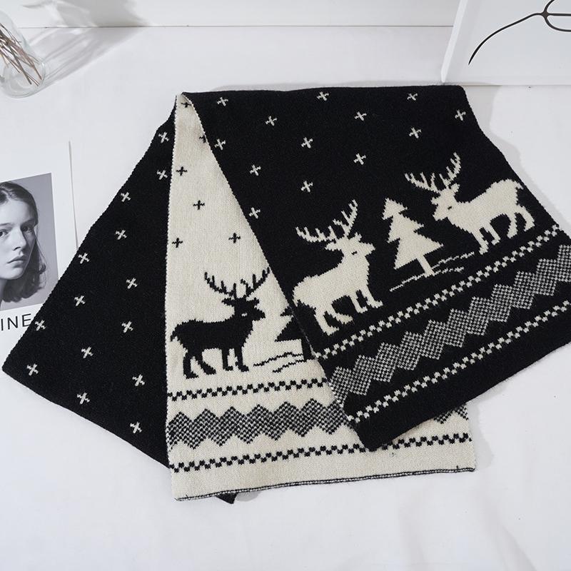Christmas Gift Winter Warm Couple Han Elk Scarf Female Style High Value Scarf for Boyfriend Finished Product
