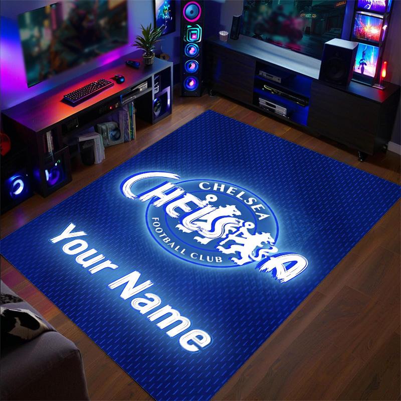 Crystal Velvet Rug Chelsea FC Print Custom Name Text Floor Mat Home Decor
