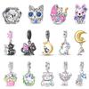 Новые Шармы Медная Луна Светящийся Кот Шармы Бусины Подходят для Оригинальных Браслетов 3 мм Модные DIY Ювелирные Изделия Подарки на День Рождения