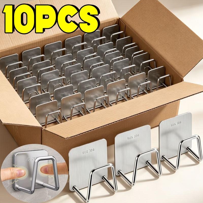 10pcs Stainless Sponge Holder for Kitchen Sink, Wall Mount Adhesive Sink Organizer Rack, Dish Sponge Holder