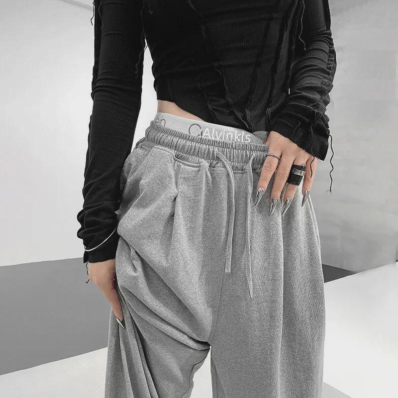 "Women's High Waist Drawstring Harem Pants - Slim, Casual, Versatile, Wide-Leg Bloomers"
