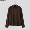 INCERUN Spring Autumn Men Solid Color High Collar Long Sleeve Fitted Tops Undershirts