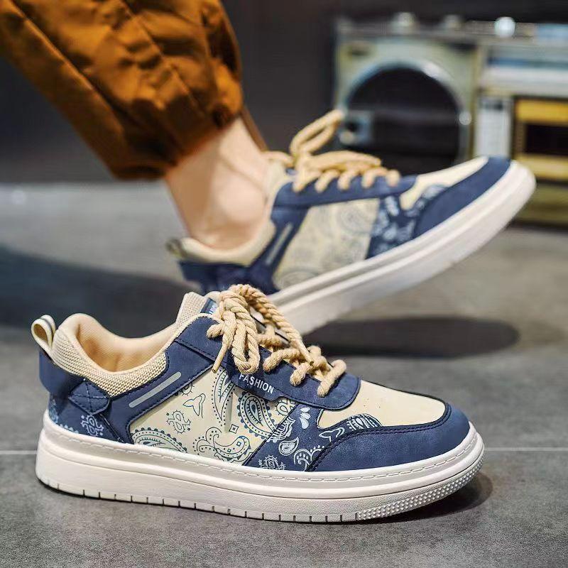 Men's Shoes Summer New Lace-up Handpainted Shoes Men's Trend Versatile Casual Board Shoes College Style Boys Canvas Tide Shoes