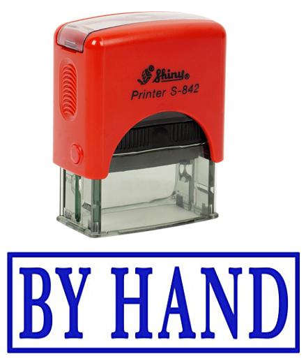 BY HAND Self Inking Rubber Stamp Custom Shiny Office Stationary Stamp