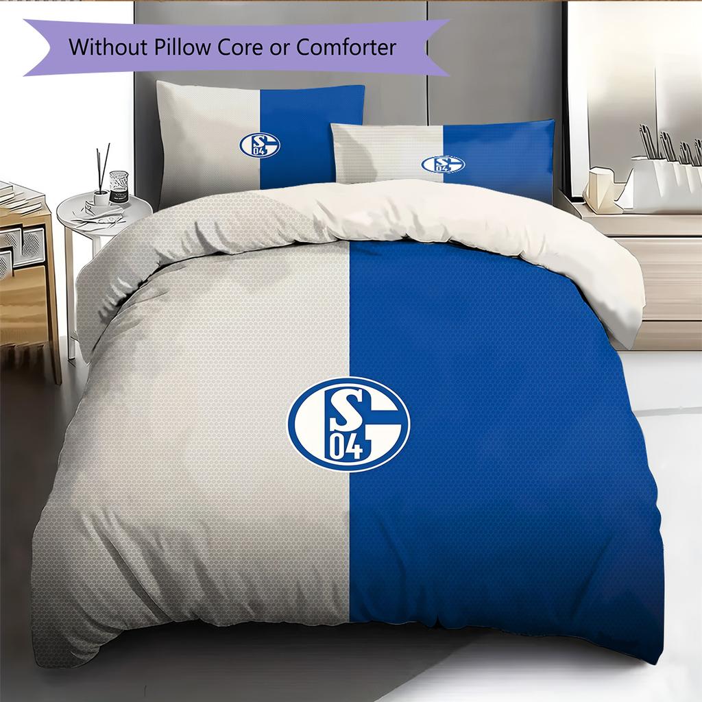 FC Schalke 04 Pattern Bedding Quilt Set  Home Decoration  Gift (1 * duvet cover + 2 * pillowcase  without core)