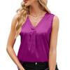 GMXIA Women's Fashion Casual Summer Solid Color Print Sleeveless V-Neck Blouses & Shirts