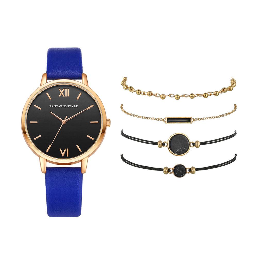 Женские кварцевые часы с кожаным ремешком, аналоговый наручный браслет, браслет, набор часов