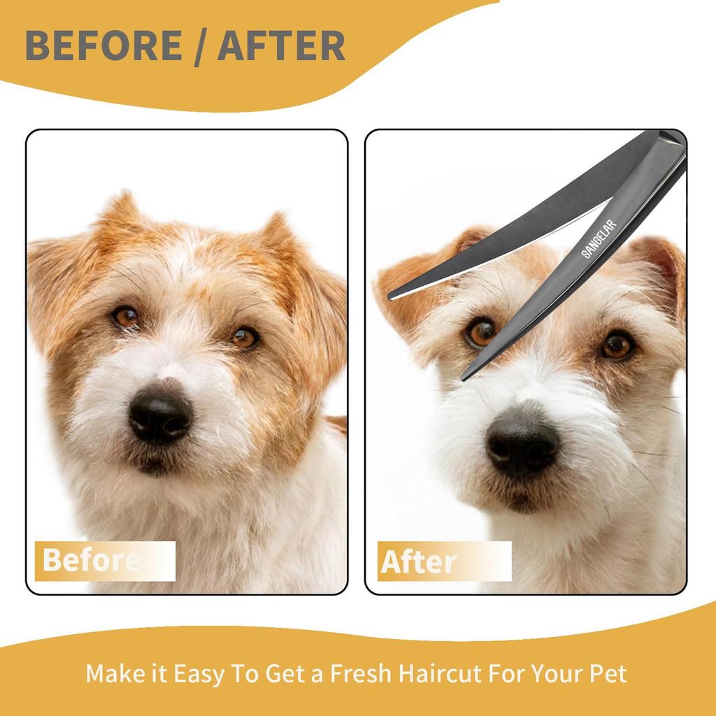 SANGELAR Professional 7 Inch Pet Curved Scissor Double-tailed Left Right Hand Pet Grooming Pet Beauty Shears Bends Shears and Warps Pet Grooming