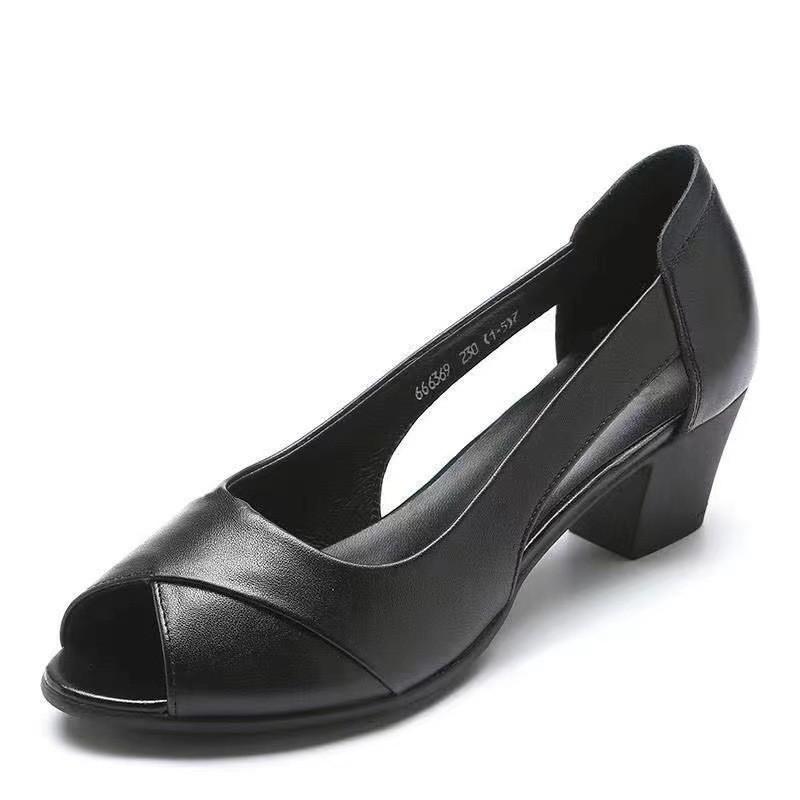 2024 Высококачественная женская обувь с открытым носком, женские босоножки, модные, неглубокие, для офиса и карьеры, новые босоножки с открытым носком и каблуком, Zapatos