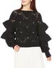 Lily Brown Openwork Pearl Knit Top Women's LWNT214808, Black/F