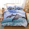 3D Dolphins Duvet Cover Sets Sea Animal Bedding Set Microfiber Blue Ocean Grey Dolphins Jumping Comforter Cover Queen/King Size
