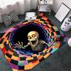 1pc Vibrant 3D Area Rug Illusion Skeleton Design Flannel Soft Non-Slip Anti-Fatigue with Colorful Checkered Pattern Floor Mat