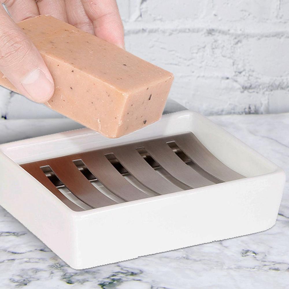 Fast Drying Easy to Clean Storage Tray Soap Container Box Draining Rack Sponge Holder Soap Dish