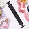 For Apple Watch Series 10 42mm/9 8 7 41mm/SE (2023) SE (2022) SE 6 5 4 40mm/3 2 1 38mm Band Flower Stainless Steel Watch Strap