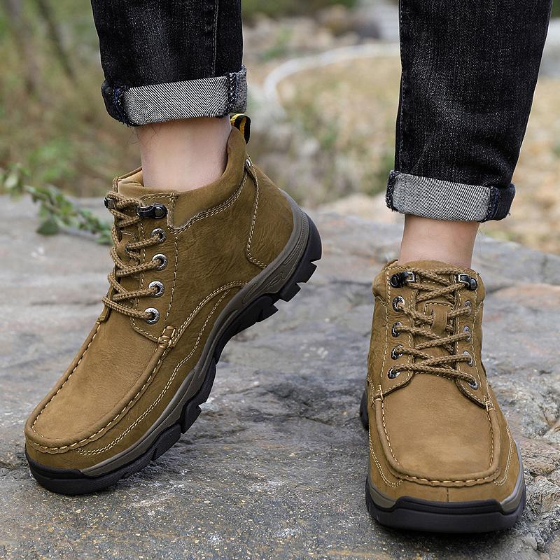 Мужская обувь из натуральной кожи, кроссовки, водонепроницаемые уличные мужские ботинки, зимние мужские походные ботинки