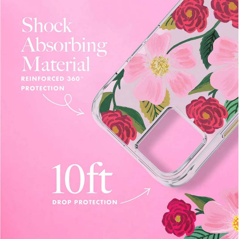 Rifle Paper Clear - Etui Iphone 14 Plus Zdobione Złotem (Rose Garden)