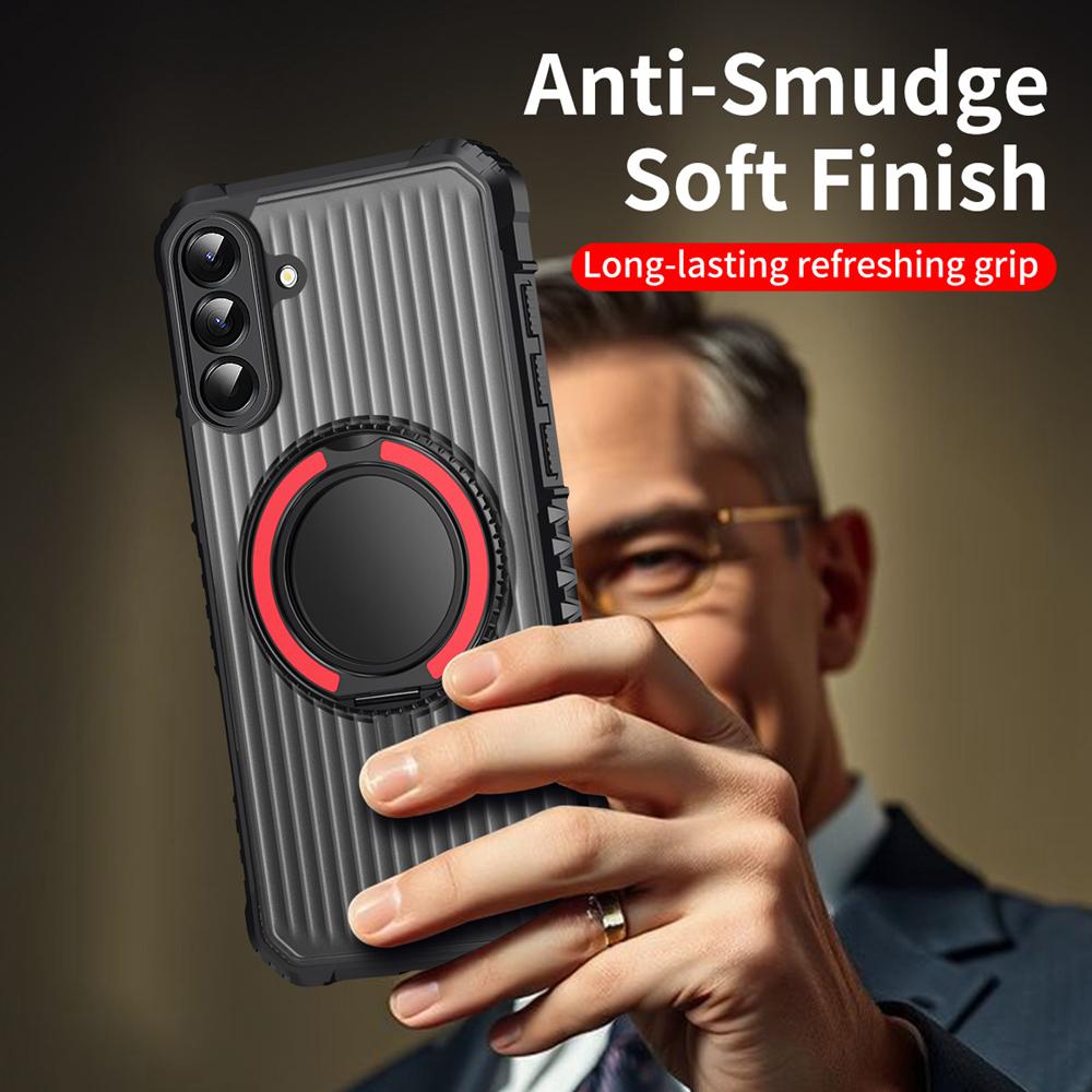 KEYSION 360° Rotating Ring Stand Case for Samsung Galaxy A56 5G A36 A26 A16 4G Matte Transparent Magnetic Shockproof Phone Cover