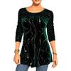 Women's Long Sleeve Sequin Printed Tops Ladies Loose Round Neck Slim T-shirt