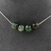 Stones and Minerals. Necklace 4 Zambian Emerald Beads 3A Quality 8 Mm. Steel Chain Necklace Women, Men. Custom Size