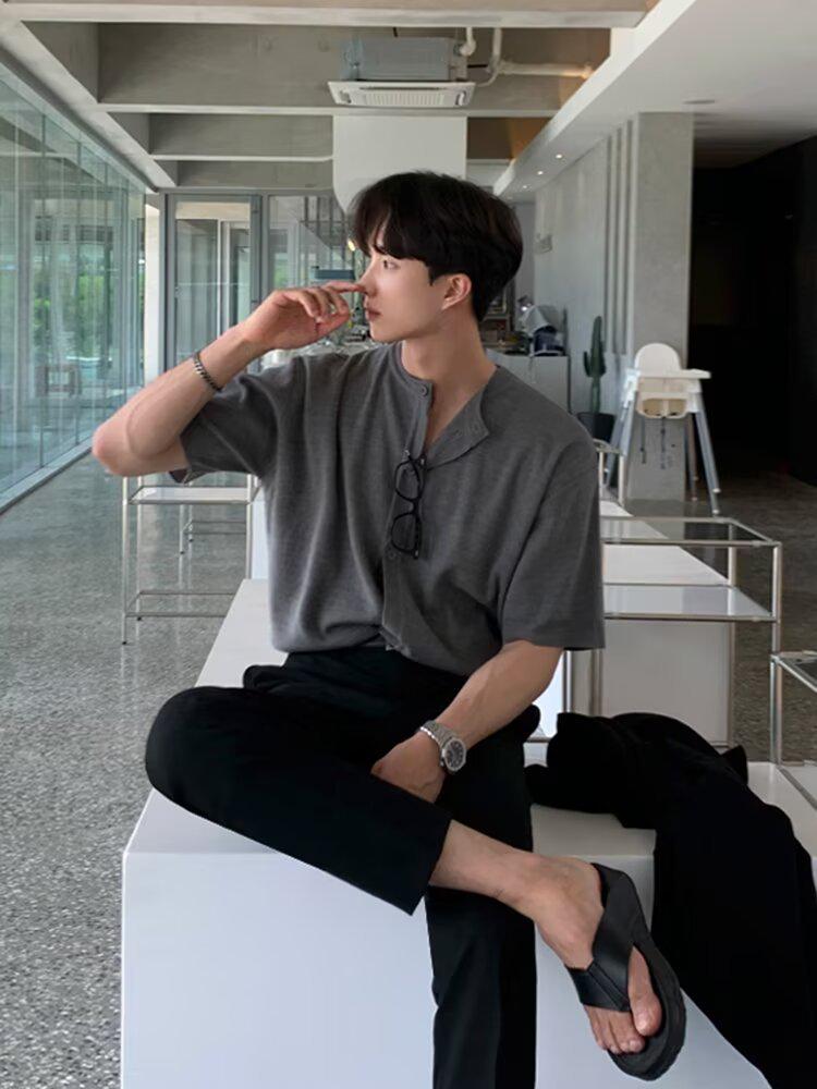 Повседневная трикотажная футболка корейского дизайна - Модная летняя с коротким рукавом, Универсальный уличный стиль