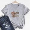 (Asian Size)Short Sleeve Coffee Lovely Style 90s Trend Women Print Lady Tee Top Fashion T Shirt Clothing Casual Female Graphic T-shirt