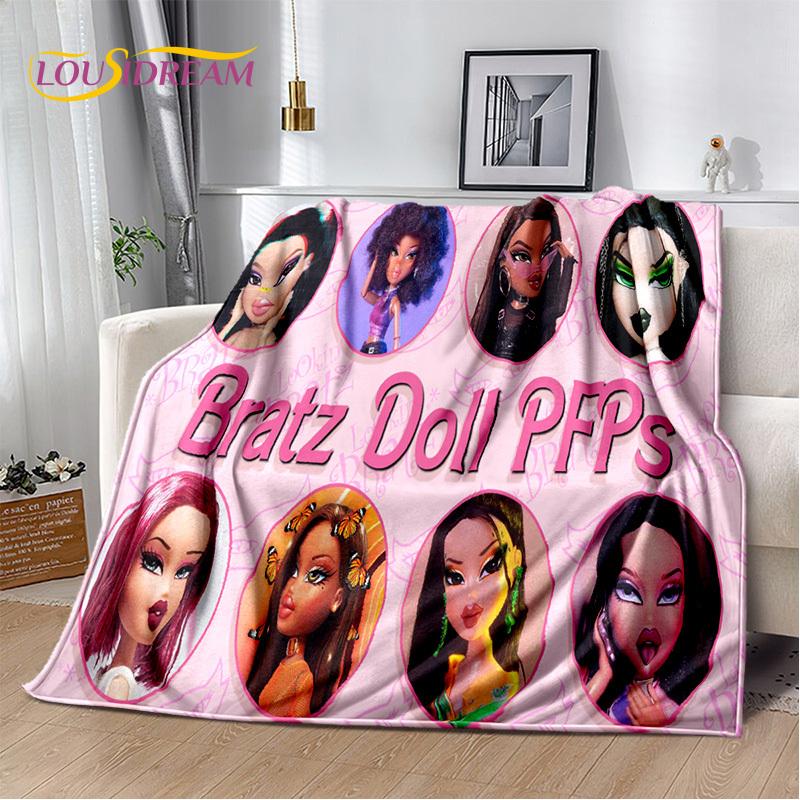 Мультяшная кукла Bratz Детские 3D-печатные мягкие одеяла, Теплое плед-покрывало, Удобное одеяло для пикника, кроватей, дивана, дома, спальни