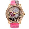 Rose Pattern Leather Band Analog Quartz Wrist Watches PK