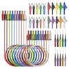 Cleqee Banana Plug Test Lead Accessory Set 4mm Fully Insulated Silicone with Safety Cover Alligator Pins 10 Colors 40 Pieces Set for Electrical