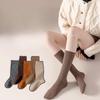 Ladies Autumn and Winter with Thin Micro-pressure Cotton Solid Color High Leg Socks