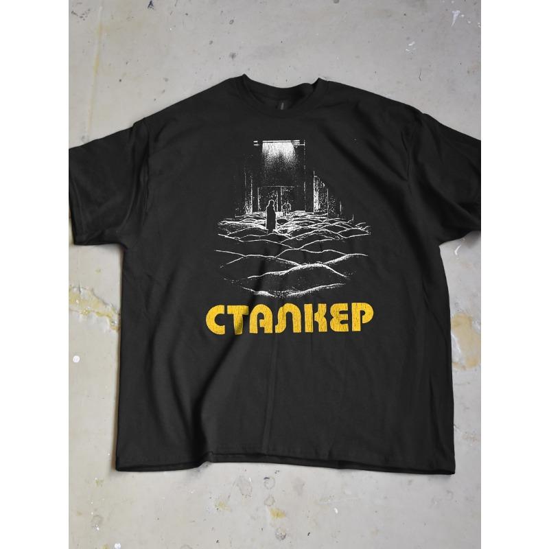 Футболка с изображением фильма «Сталкер» Андрея Тарковского Культовый Классический Фильм Футболка с Иконичным Логотипом Повседневная Футболка с Круглым Вырезом