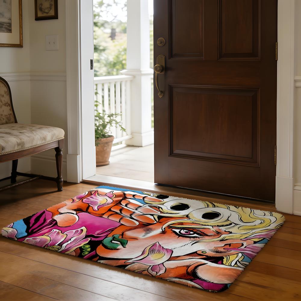 Floor Mat Soft Flannel Rug Non Slip Absorbent Mat for Bathroom Bedroom Home Decor Anime J JoJos Bizarre A Adventure