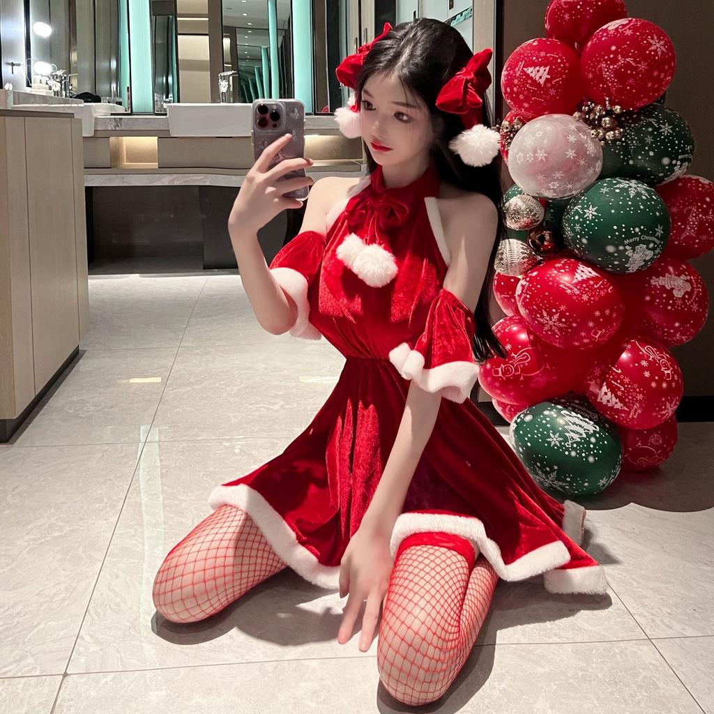 Сексуальные рождественские страстные красотки платье сексуальное осенне-зимнее взрослые товары кружевное белье с открытой спиной новая женская униформа