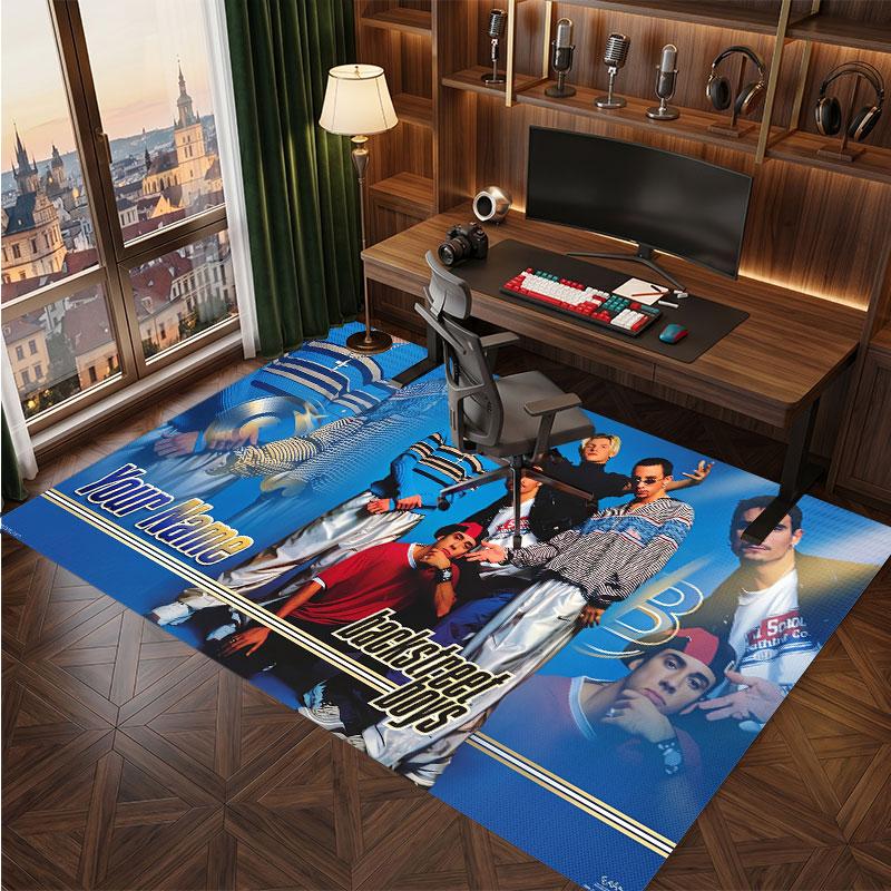 Backstreet Boys Personalized Crystal Velvet Carpet, Customized Name Text Soft Anti‑Slip Rug for Living Room Bedroom