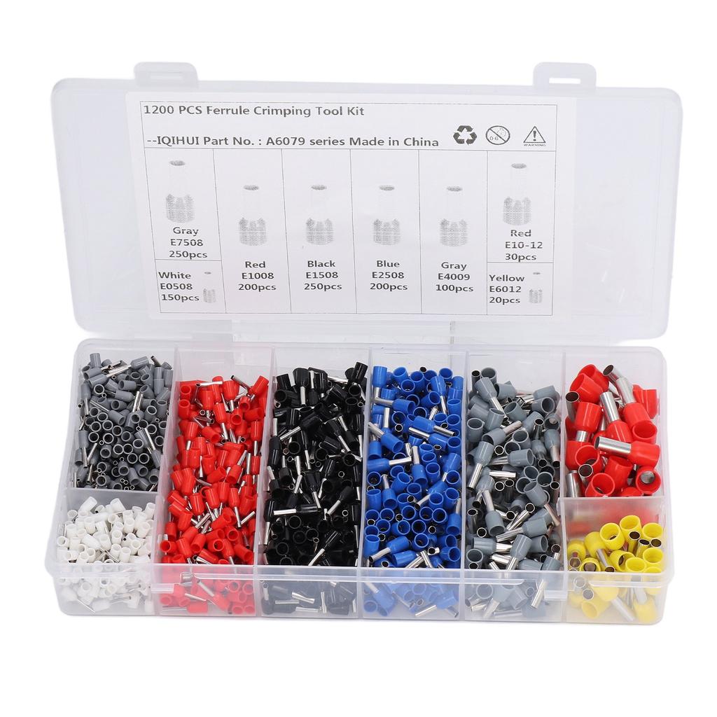 1800Pcs Box Electrical Wire Connectors 8 Types Adjustable Wire Crimp Terminals Ferrule Crimping Tool Kit for Car Home